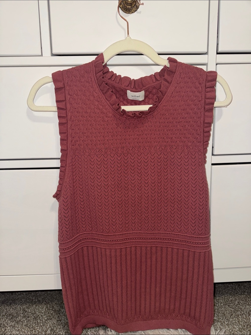 Wilfred Ruffled Sleeveless Knit Top - Dusty Rose